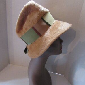 Vintage 1970 Style Bucket Hat Camel Color Velour Made in Austria Chesterfield